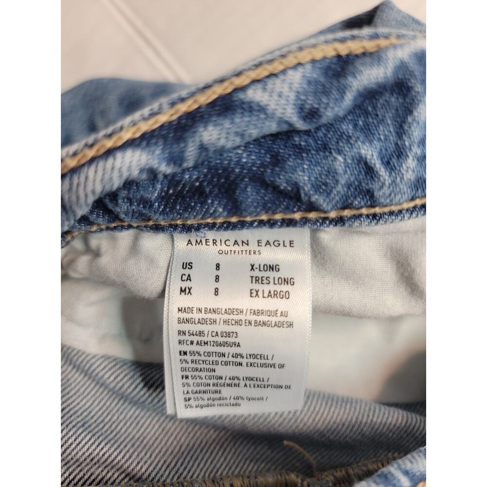 AMERICAN EAGLE Jeans Womens Sz 8 Xtra Long Super High Rise Baggy Wide Leg Drapey - Picture 7 of 10